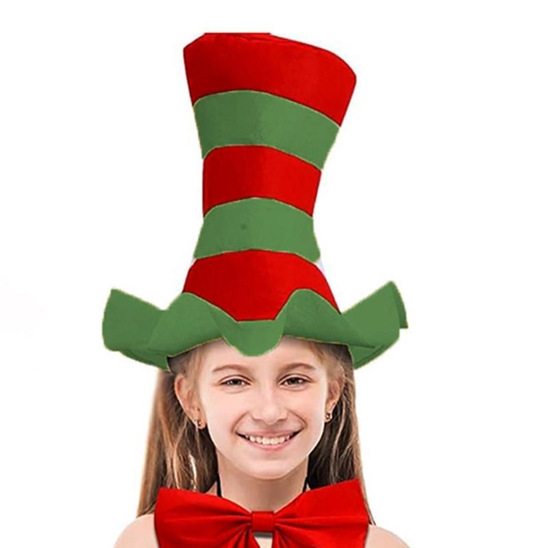 Stripe Top Hat For Men Women Felted Derby Hat Adjustable Headbands Light weight For Parties Costumes Event