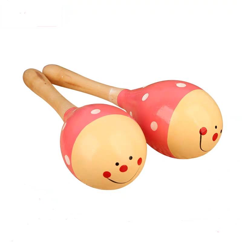 Wooden Cartoon Baby Maraca Rattle Toy, Grip-Friendly for Ages 0-3, Educational Sand Ball