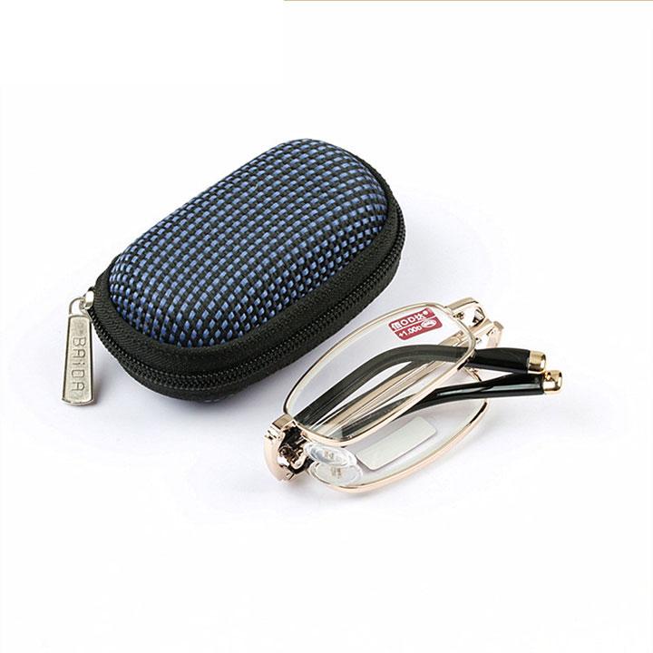 

Мужские очки для чтения Складные очки для пресбиопии с футляром Портативные очки с металлической оправой Унисекс Прозрачные очки Очки +4.0