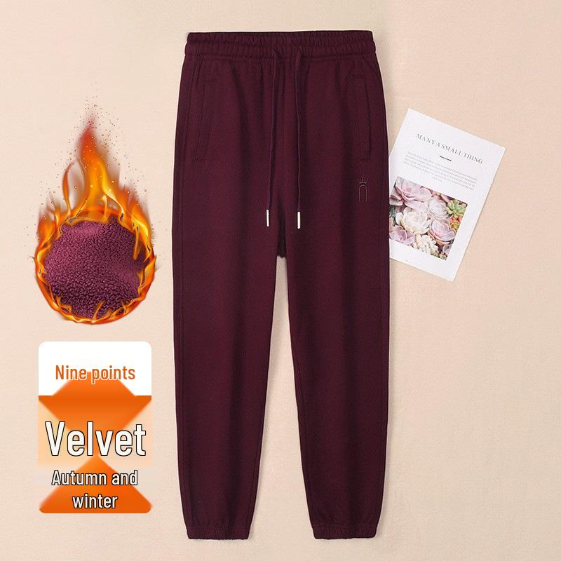 Women's Cream Fleece Sweatpants, Casual Loose Fit, Thickened for Autumn/Winter, Elastic and Warm Joggers, 420g.