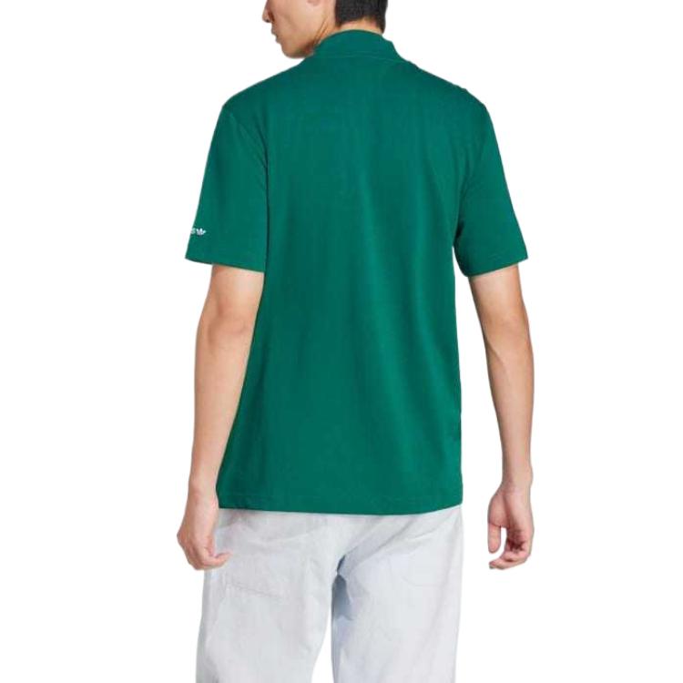 adidas Originals Logo Polo Moisture-Wicking Breathable Short Sleeve T-Shirt Men Tops Academy-Green JC8368