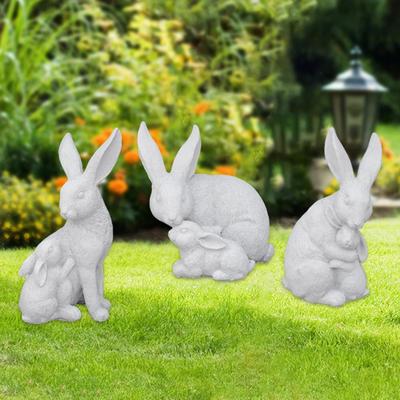 3 Pieces Figurines Garden Decor Mother and Child Home Creative Animal Sculpture for Office