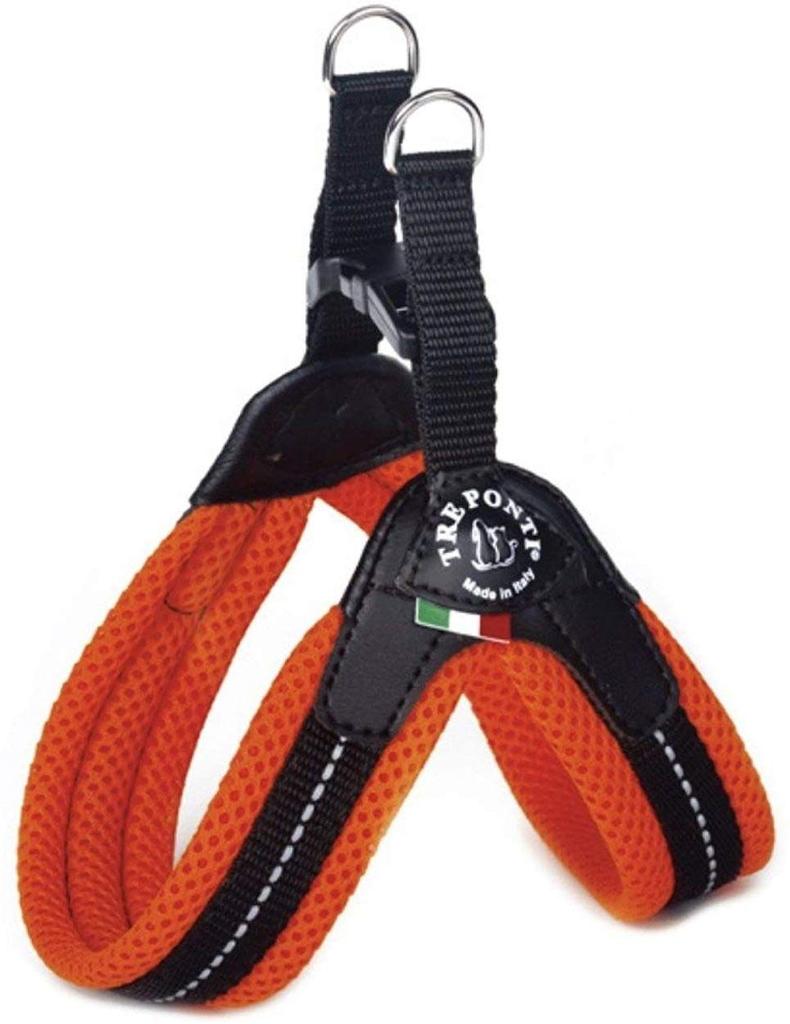 TRE PONTI Fibbia Soft Mesh Cushioned Breathable Harness for Dogs Size Orange (Small Dogs) 2.5