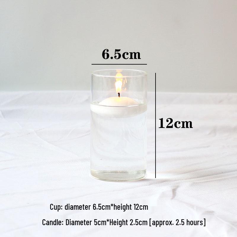 Glass Candle Holders for European Romantic Dinner, Wedding, Birthday, or Hotel Events - Floating Water Candles Included