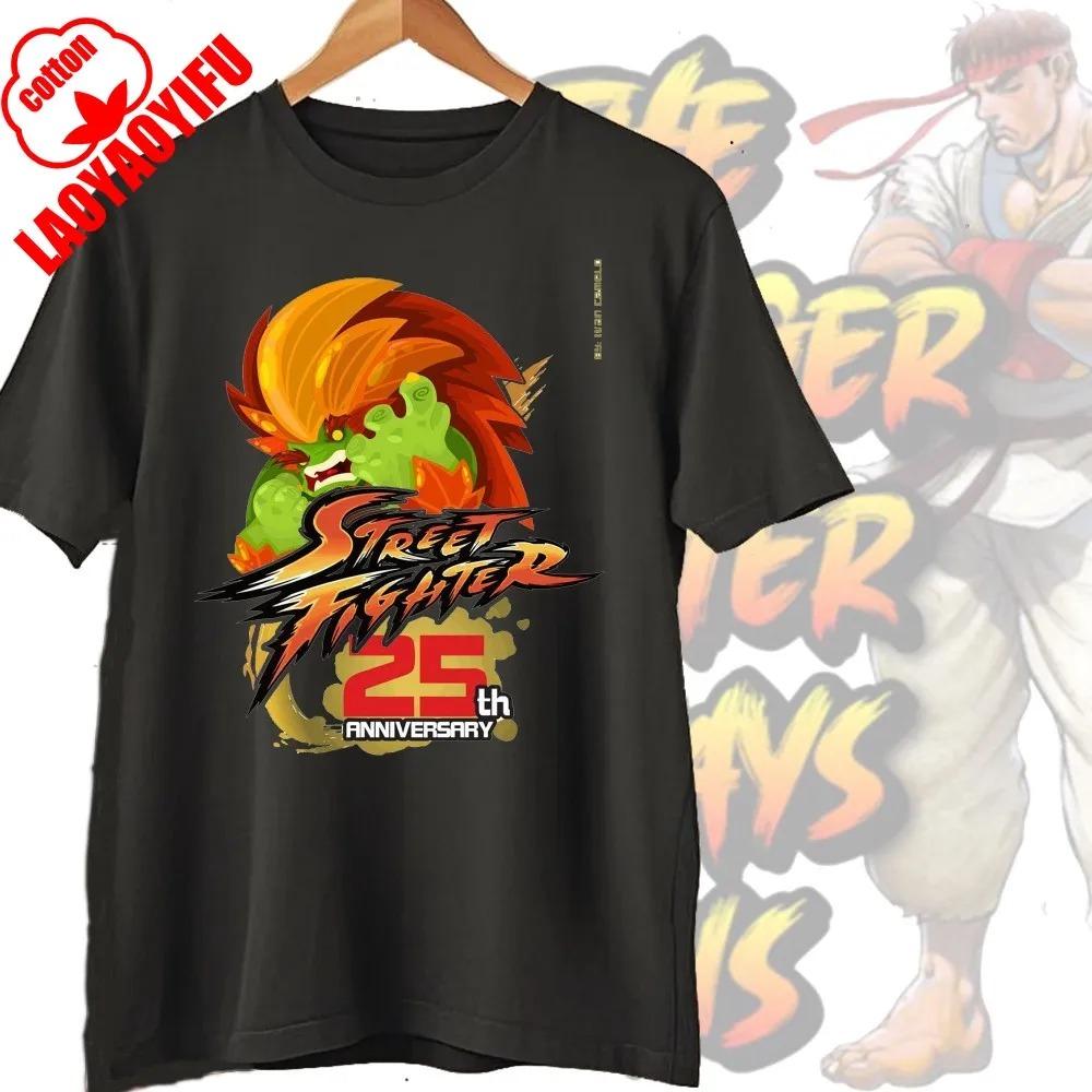 Street Fighter Chun-Li Ryu Bedruckte Y2K Neue Paar Baumwoll-T-Shirts Männer Frauen Streetwear Lässig Harajuku Retro Unisex T-Shirt Top