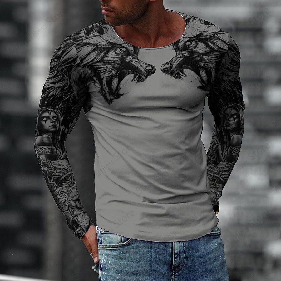 Camiseta de manga larga para hombre y mujer, camisa con estampado 3d de Tigre y águila, Tops de moda para exteriores, ropa de Fitness