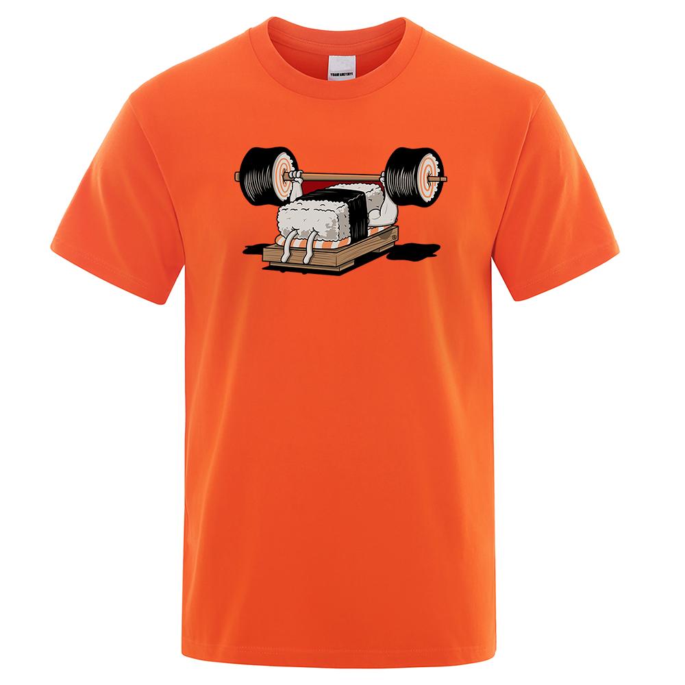 Cartoon Of Dumbbells Being Lifted Print Male Tshirts Comfortable Fit Tshirt Cool Crewneck Clothing Fashion Vintage T-Shirts