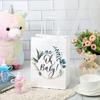 Fumete 50 Pcs Baby Shower White Paper Bags Bulk with Handles Greenery Eucalyptus Paper Bags Greenery Paper Goodie Bag Gift Wrap Bag for Baby Shower