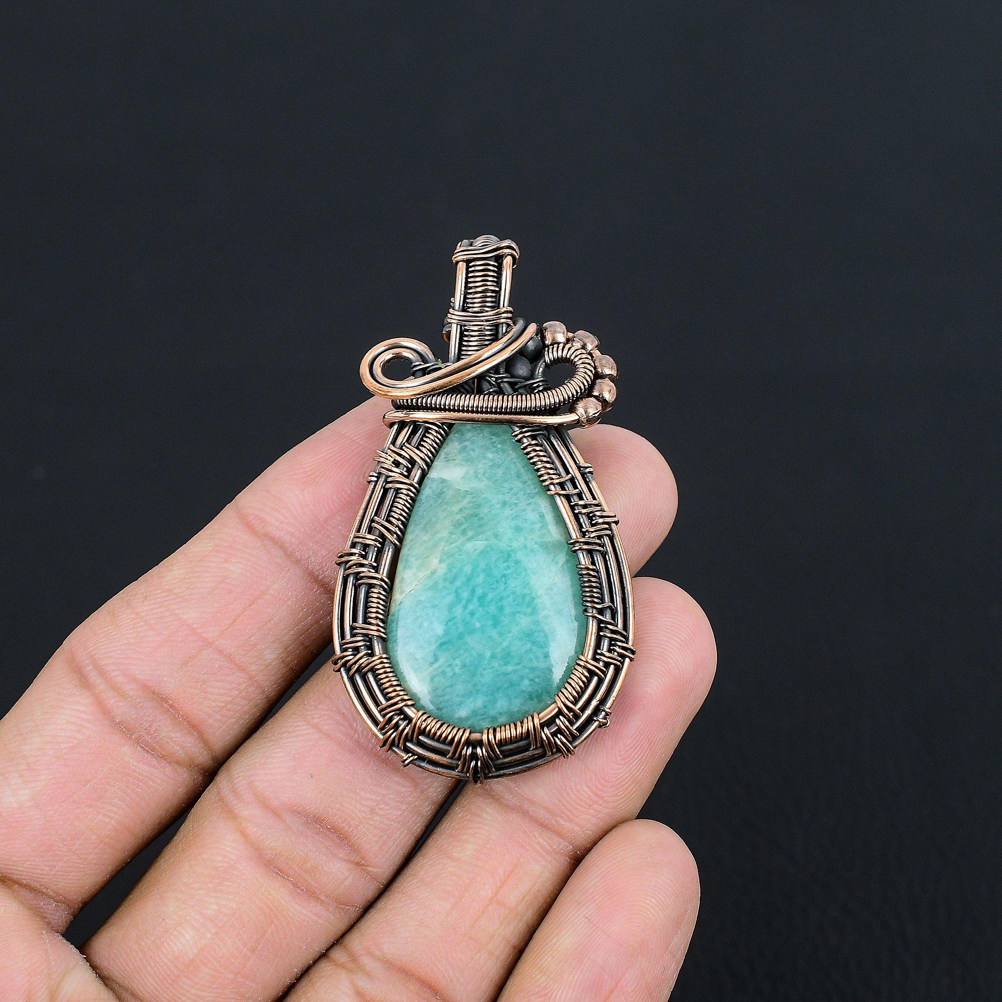 

Подвеска из халцедона, обернутая медной проволокой 999 пробы, Ювелирное изделие с подвеской из драгоценного камня ручной работы, Подарки для жены, Совершенно новая подвеска 2.55 Inches