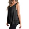 Women Vest Sleeveless Round Neck Lace Hem Solid Color Plus Size