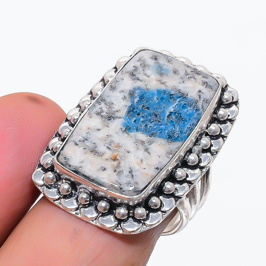 Natural K2 Blue Azurite Gemstone 925 Sterling Silver Jewelry Ring Size 8 h1l22