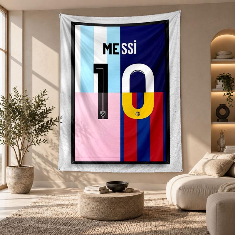 Tapeçaria Decorativa, Arte de Parede Impressa Lionel Messi, Pendente de Parede Leve Para Fundo de Quarto