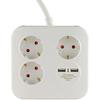 Rev Powerquad 3x White Power Strip Extension + 2x Usb