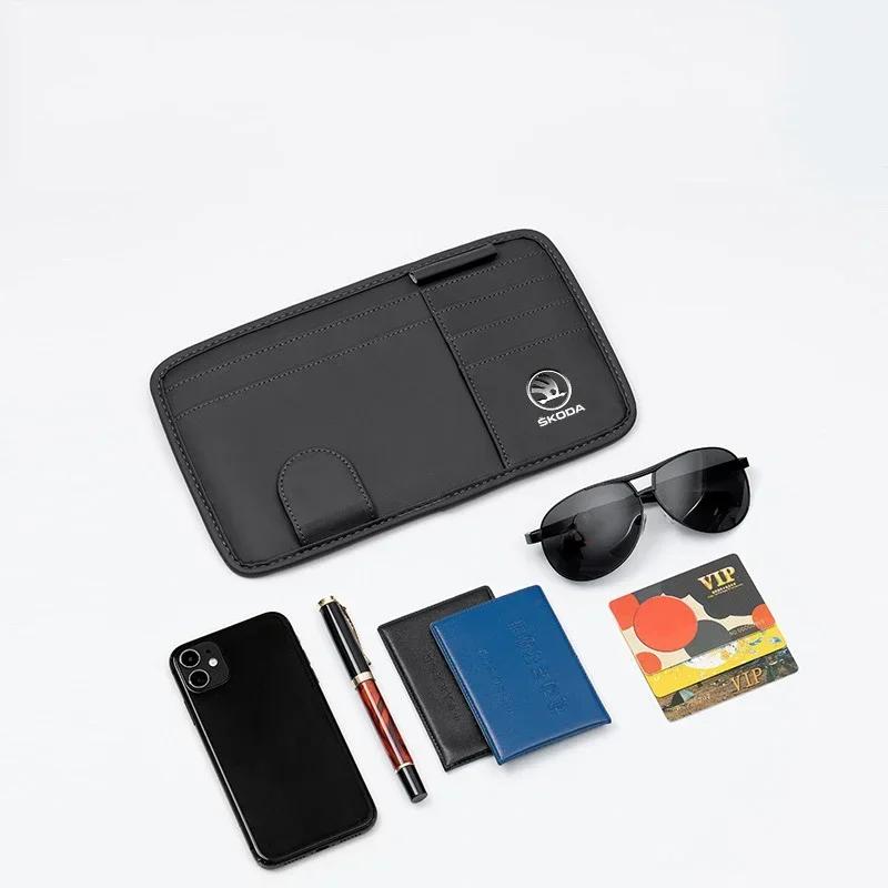 HLLQ9 Car Sun Visor Glasses Box Sunglasses Clip Card Ticket Holder for Skoda Fabia Kamiq Yeti Octavia Superb Kodiaq Karoq Rapid Scala