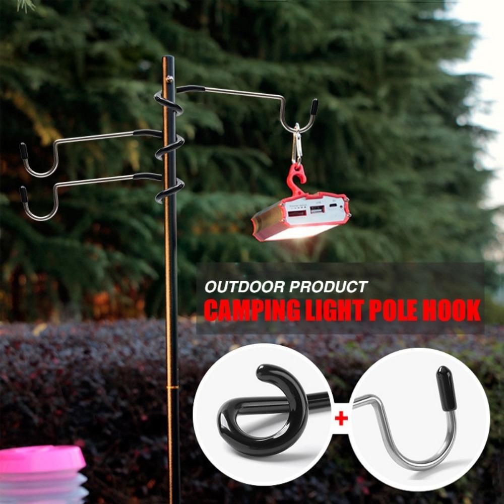 Camping Light Pole Hook Stainless Steel Tent Pole Lamp Hook Multifunctional Outd