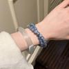 Natural Kyanite Double Circle Clear Quartz Bracelet Women Minimalist Elegant Delicate Beaded Jewelry Gift Friends