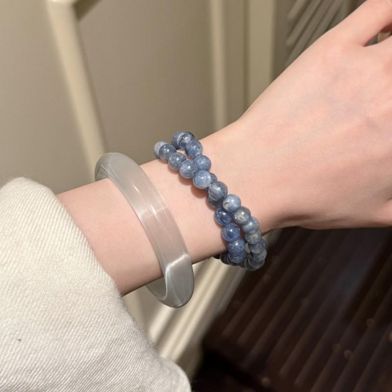 Natural Kyanite Double Circle Clear Quartz Bracelet Women Minimalist Elegant Delicate Beaded Jewelry Gift Friends