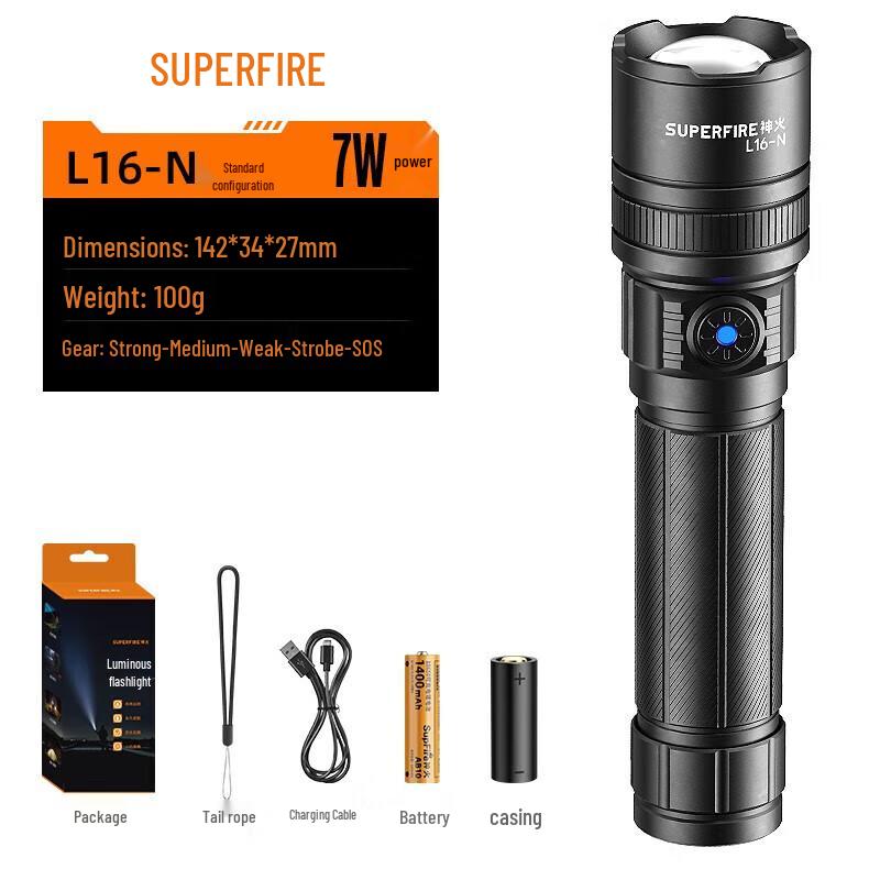 SupFire L16-N High-Power Rechargeable LED Flashlight
