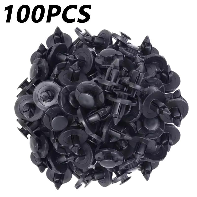 Nýtový držák podběhu, Klip, Spona, Upevňovací prvek, Zatlačovací typ, PP plastový klip na obložení pro upevnění karoserie, 100 ks, 8 mm, černý, nárazník auta