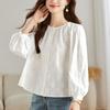 Sweet Temperament Jacquard Round Neck Shirt for Women In Women's Spring New Casual Loose Slimming Shirt for Women
