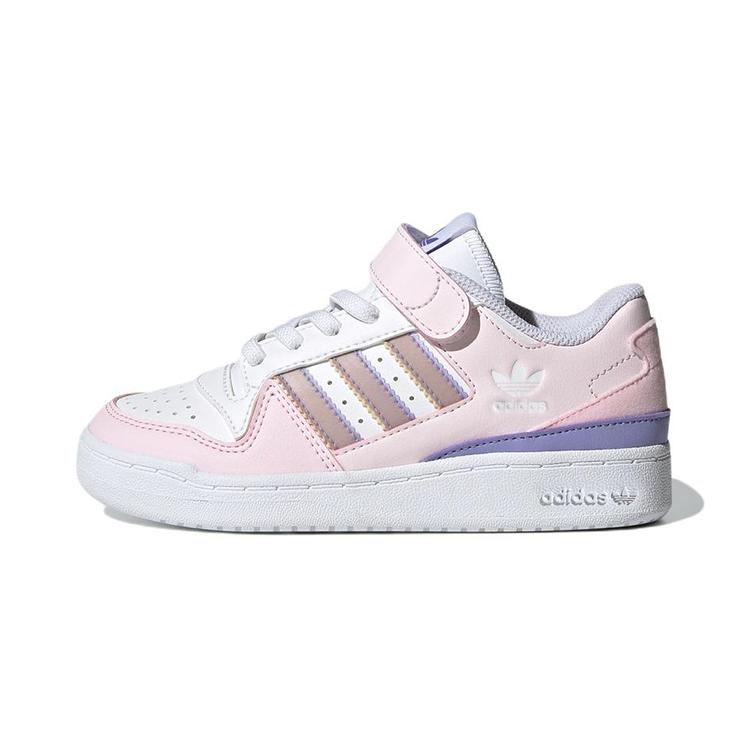 Adidas Originals FORUM EL C Synthetic Leather Abrasion Resistant Low top Kids  Skateboarding Shoes Pink White GY8197 33.5