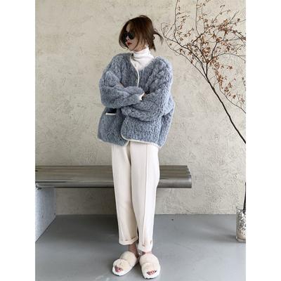 Autumn Winter Fashion Lamb Fur Outerwear for Women Loose Warm Coat