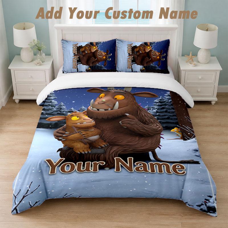 Ensemble de literie 1 housse de couette 2 taies d'oreiller Imprimé Le Gruffalo Linge de lit doux Décor de chambre à coucher