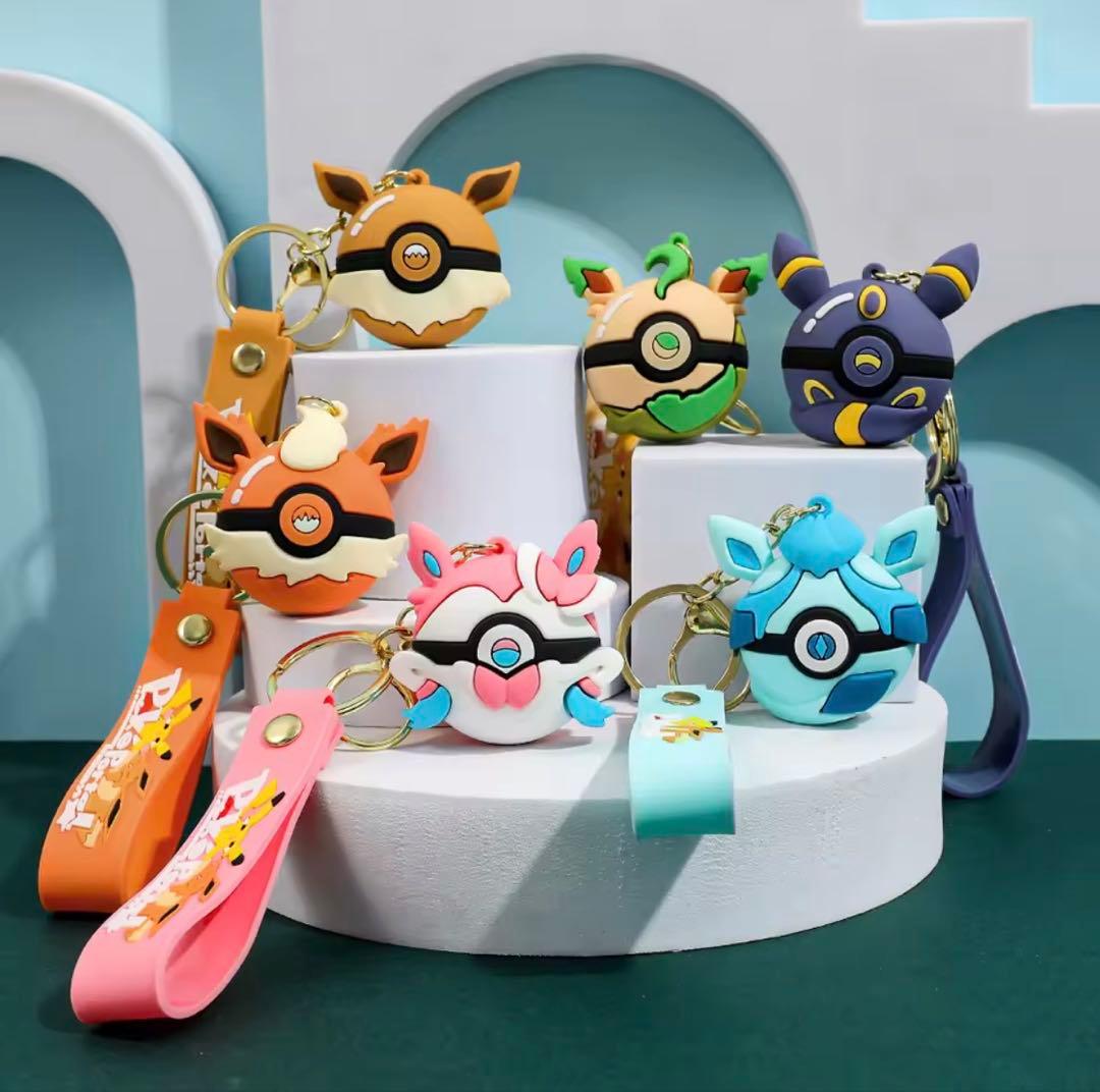 Set 6 Types Eevee Evolution Monster Ball-shaped Keychain Pokémon