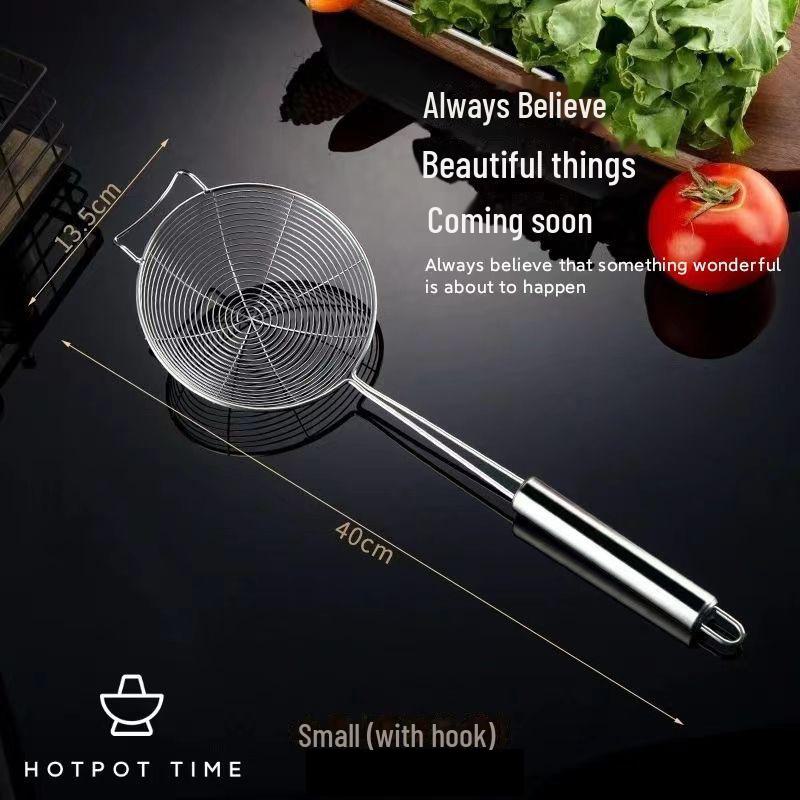 Stainless Steel Kitchen Drain and Frying Spoon - Large Noodle Filter Screen