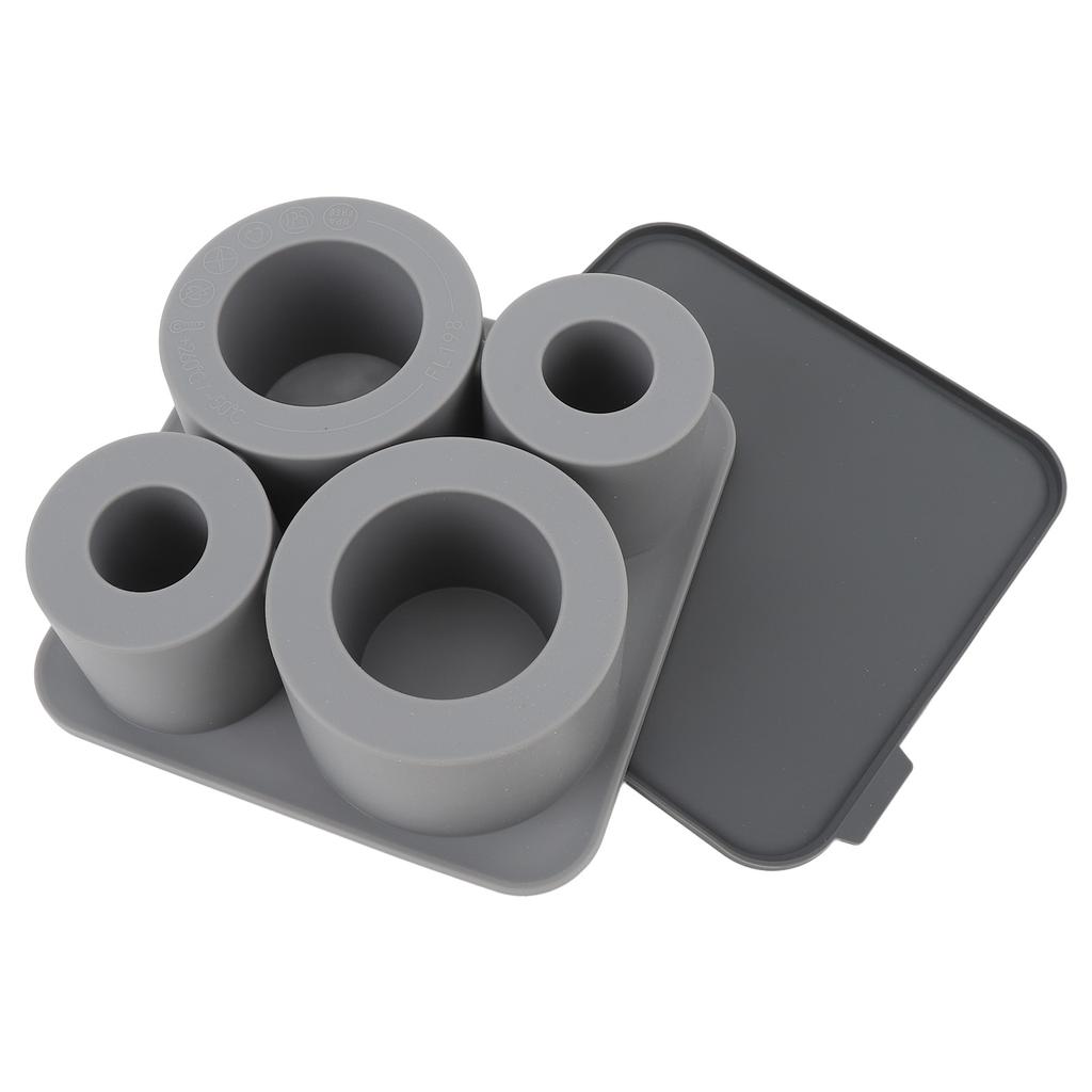 4Pcs Hollow Cylinder Ice Cube Tray Easy Release Large Capacity Silicone Ice Cube Trays with Lids