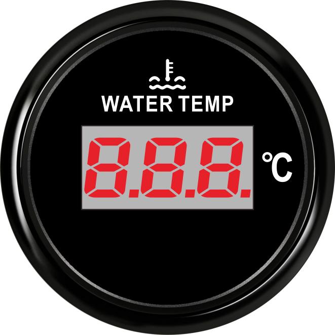 ELING 52mm (2'') Water Temperature Gauge Indicator 12V 24V with Red Backlight Water Temp. Meter for Car Marine Sailboat RV