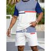 Men's Sports Short Sleeve Top Shorts Set Plus Size Breathable Basketball Sports Clothing Stripe Print T-shirt Shorts 2-piece Set