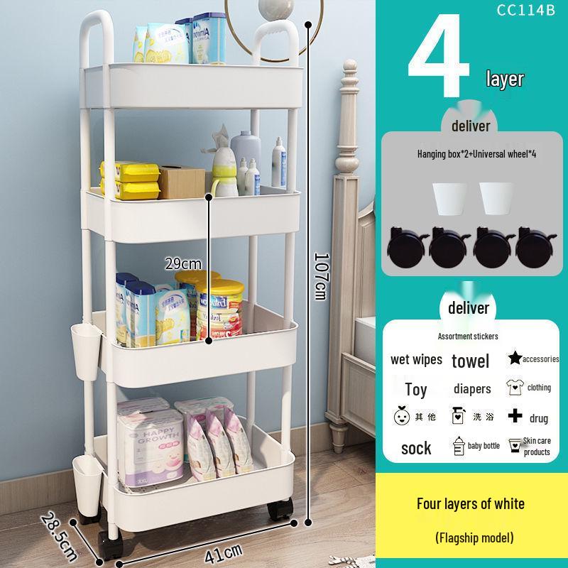 Multi-Layer Kitchen and Bathroom Storage Trolley with Wheels