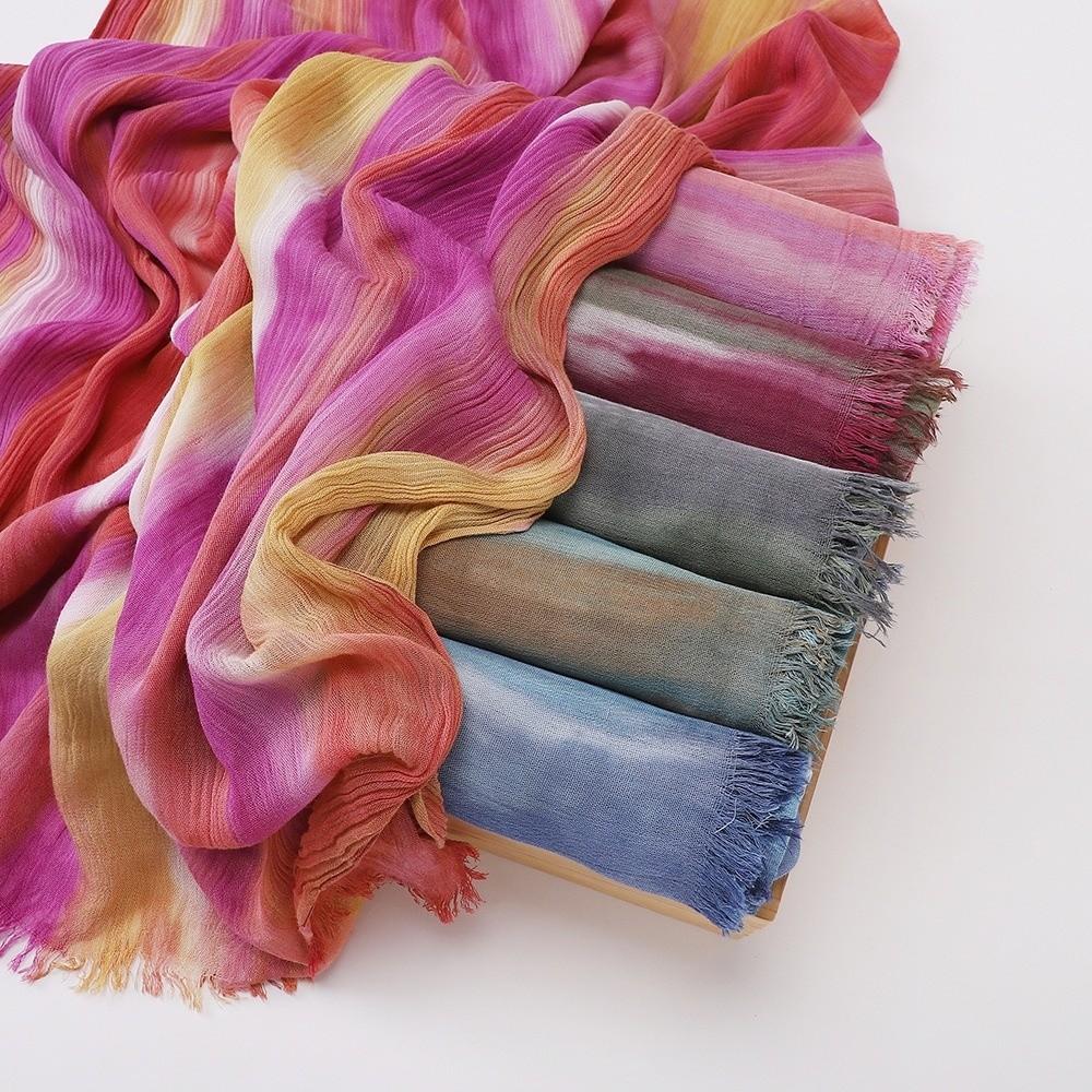 Gradient Tie-Dye Hijab Breathable Cotton Hijab Soft Women Headscarf For Women