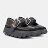 Fashion Mary Jane Shoes Women Metal Belt Buckle Shallow Thick-Soled Shoes Platform Height-Enhancing Sneakers Round Toe Sports Shoes