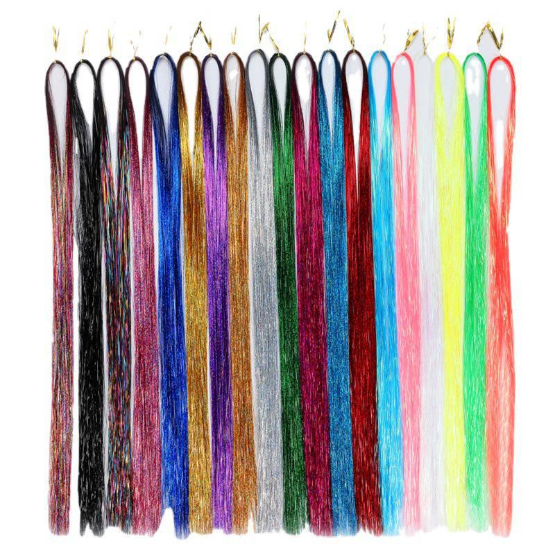 Gold Shiny Tinsel Hair Extensions - Laser-Cut, Colorful, Metallic Threads for Seamless Styling