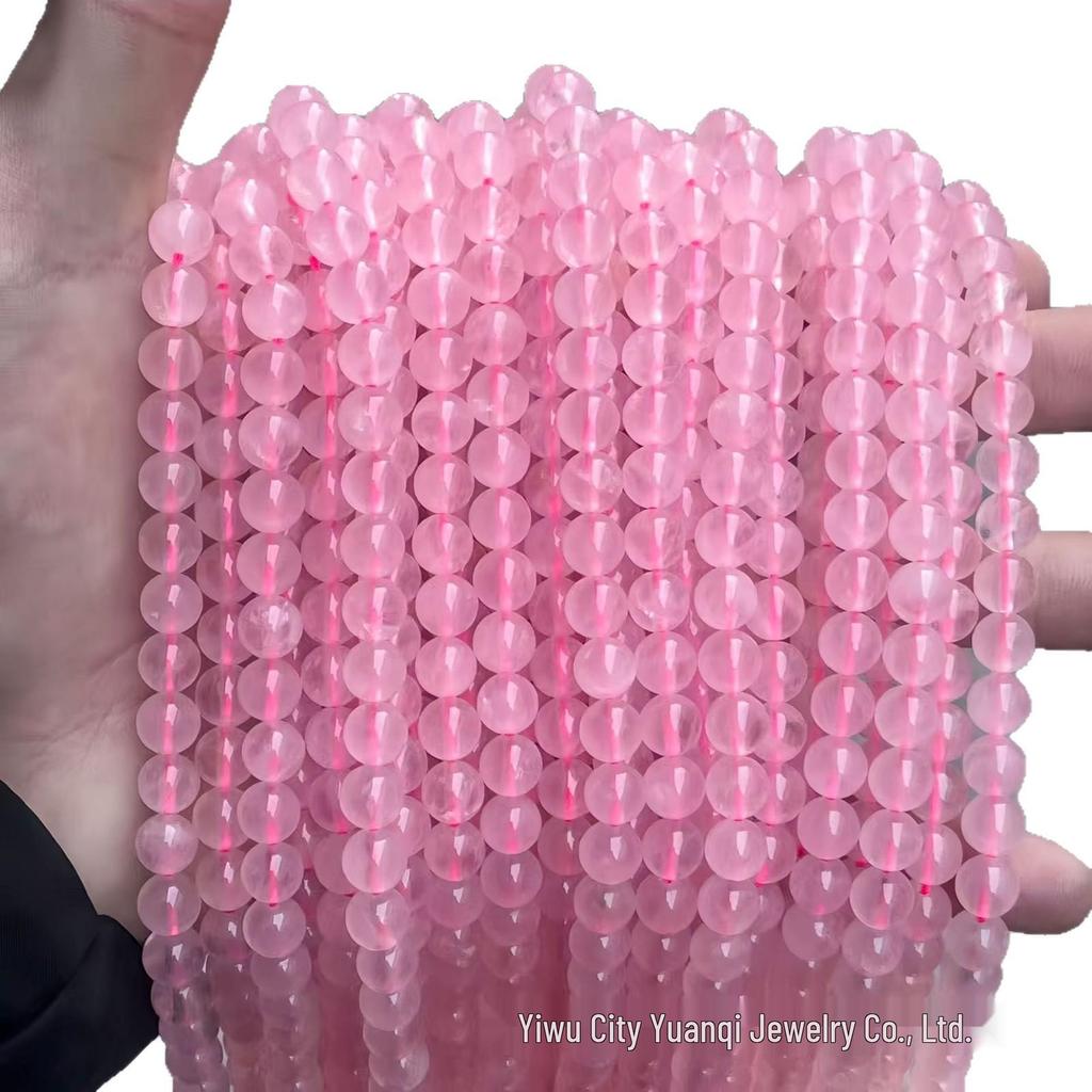 7A Grade Natural Ice Pink Crystal Beads for DIY Jewelry Making – Round & Translucent.