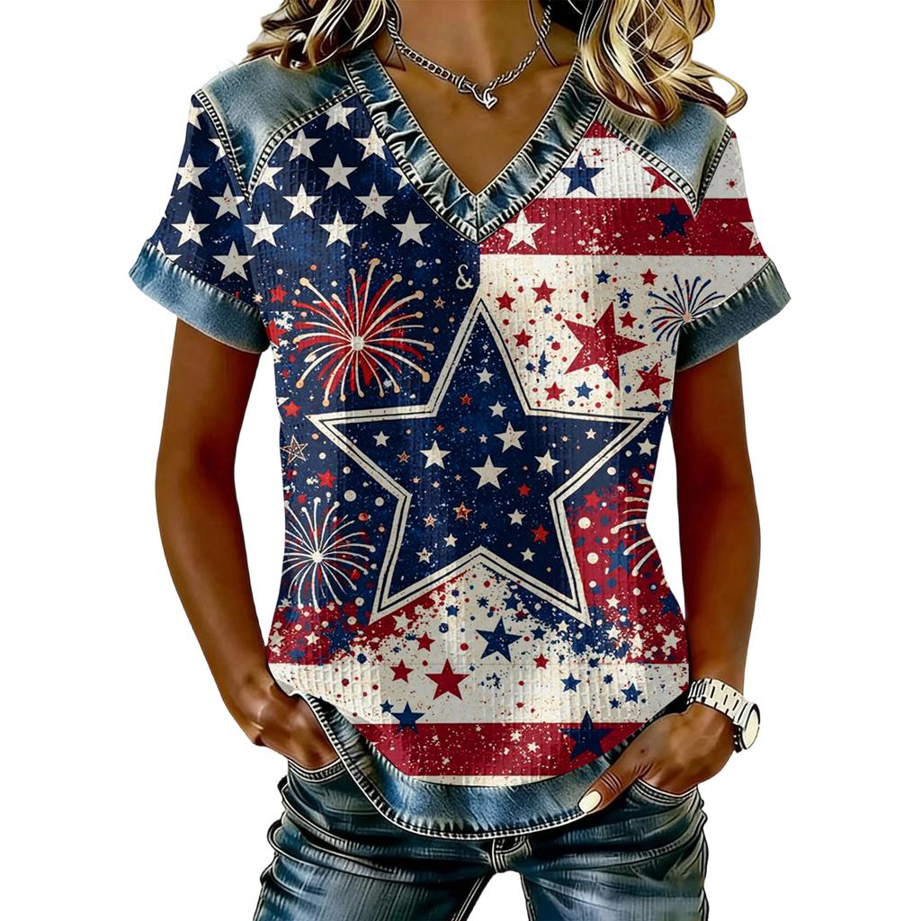 Women's Fashion Casual Independence Day Print Top