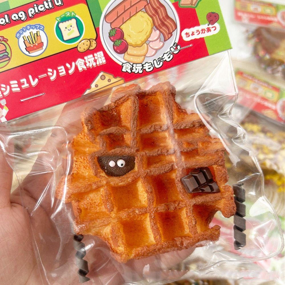 

Waffle Cake Fried Noodles Squeeze Pinch Toy Desktop Decoration K