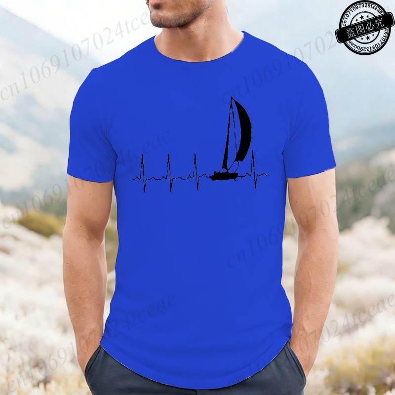 Sailing Heartbeat Graphic T Shirts For Unisex Unisex Short Sleeve Clothing Summer Fashion Tshirts Sailing Ekg Unisexs Tee Clothing