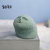 Blue Sandstone Statue Cute Stone Primitive Man Figurine Funny Stoneman Carving Face Home Atmosphere Enhancer Decoration for Garden Decor Fish