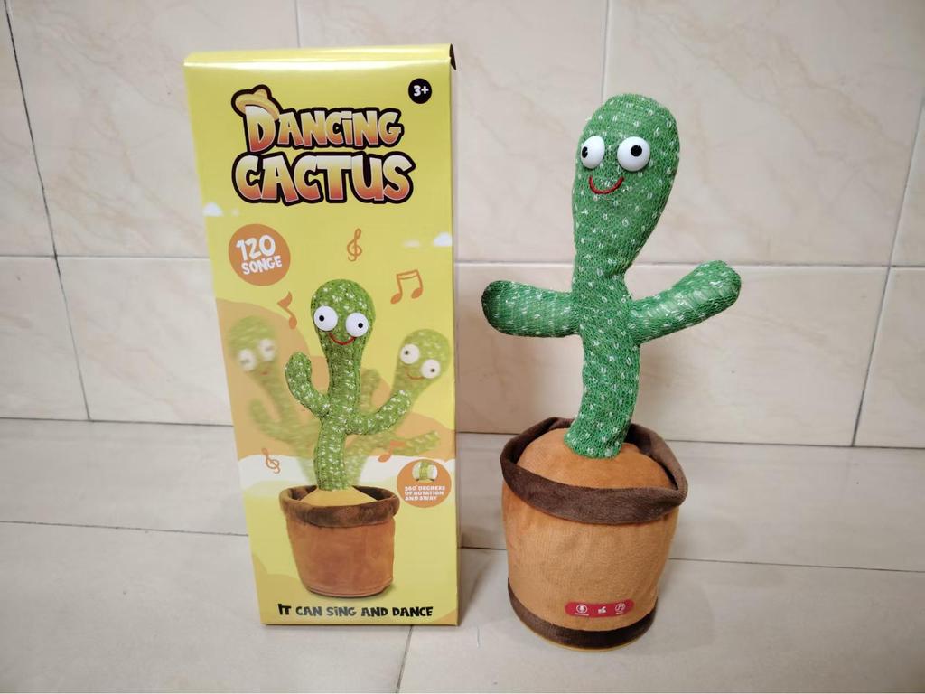 Dancing Cactus Soothing Plush Toy with Ring Toss for Children