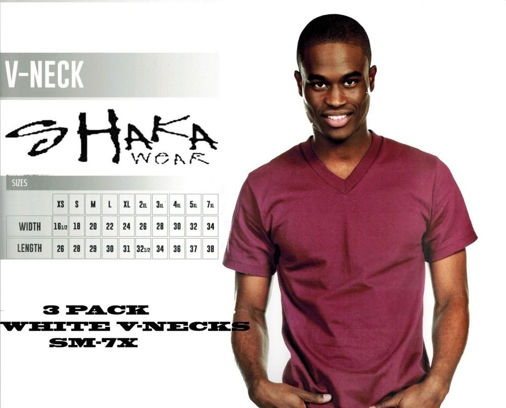 

3 PACK SHAKA WEAR MENS WHITE V-NECK S FREE SHIPPING Unisex T-Shirt XXXL