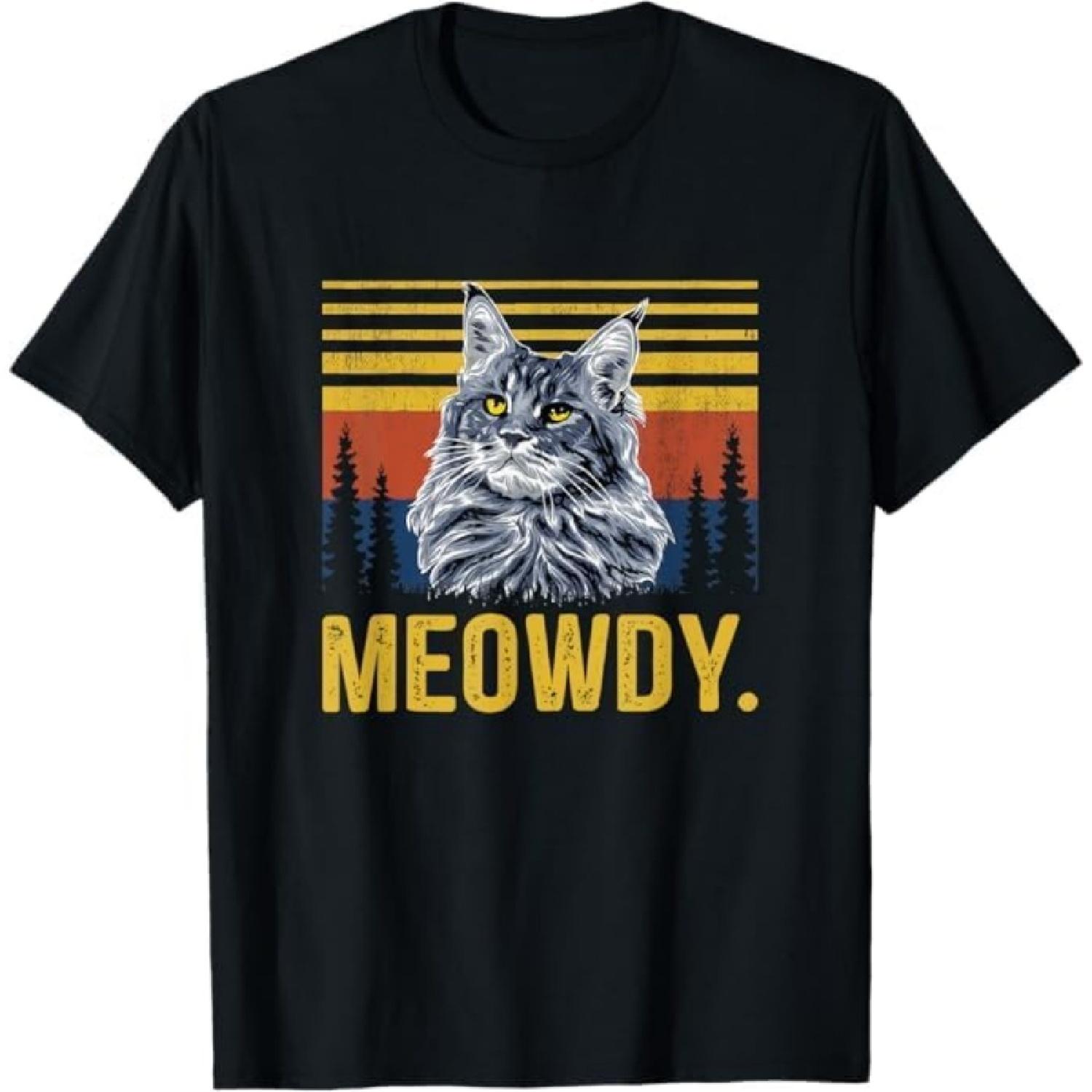 

Retro Maine Coon Meowdy Cat Vintage Maine Coon Black Cat T-Shirt NDSP Mens Womens Tank Top Sweatshirt Hoodie 17 XXXXXL