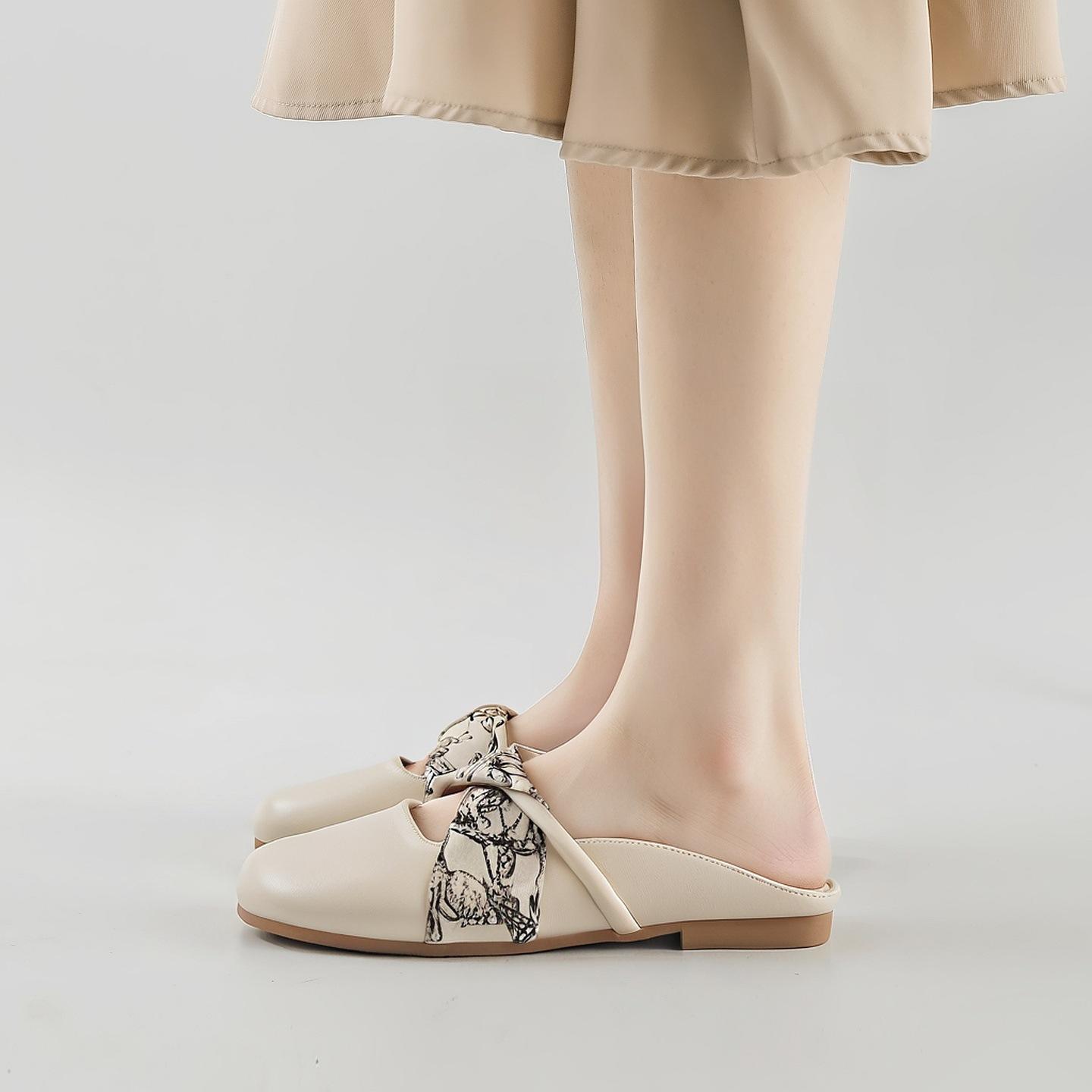 

Французская сумка голова полушлепанцы женская верхняя одежда 2025 лето новые на плоской подошве крутые шлепанцы ленивые на одном педале обувь Мюли 42