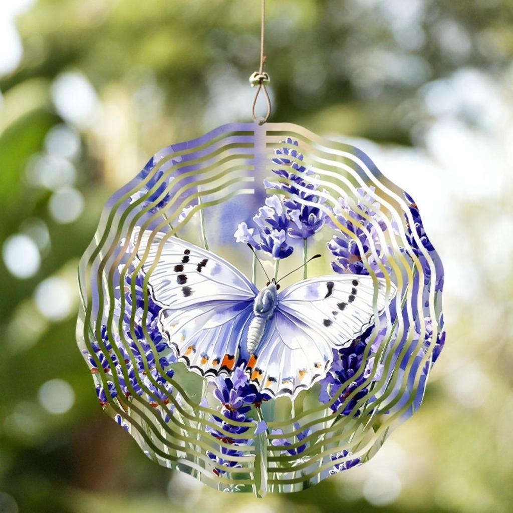 10-calowy metalowy wiatrak motylkowy Kolorowa dekoracja ogrodowa Zewnętrzna wisząca kurant wietrzny na podwórko, patio, balkon Nie wymaga baterii