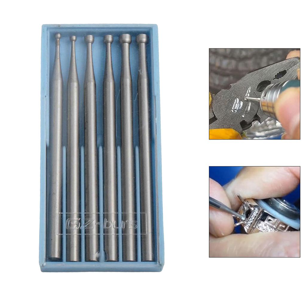 Carving Tool Round Sleeve Burs 49.5mm 1.95in Jewelry Making Burs Suitable For Drills 6 Sizes Included Abrasion Resistance