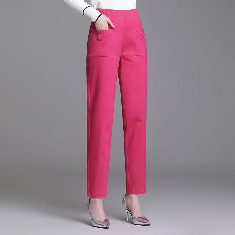 Spring Autumn Thin Office Lady Casual Pants Korean New Women Clothing Fashion Elastic High Waist Solid Loose Straight Trousers