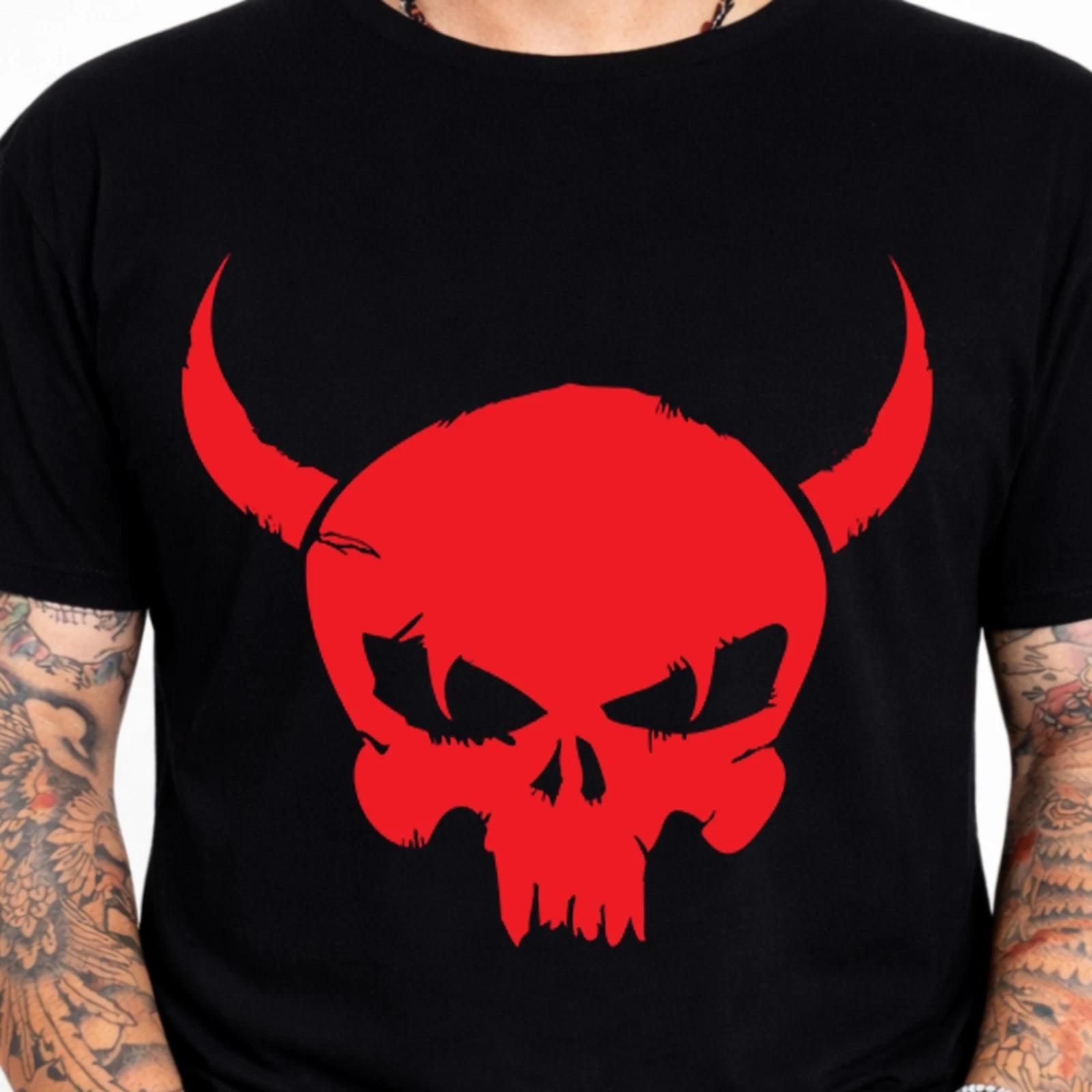 Devil Skull Horns Graphic T-Shirt Evil Demon Tee Gothic Biker Punk Streetwear XL