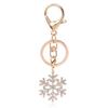 New Arrival Gold-color for Woman Ladies Crystal Snowflake Keychain Jewelry Key Ring Pendant